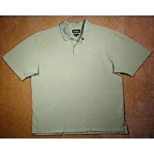 Ashworth Green & Yellow Stripe Polo With Logo Size XXL 100%‎ Cotton